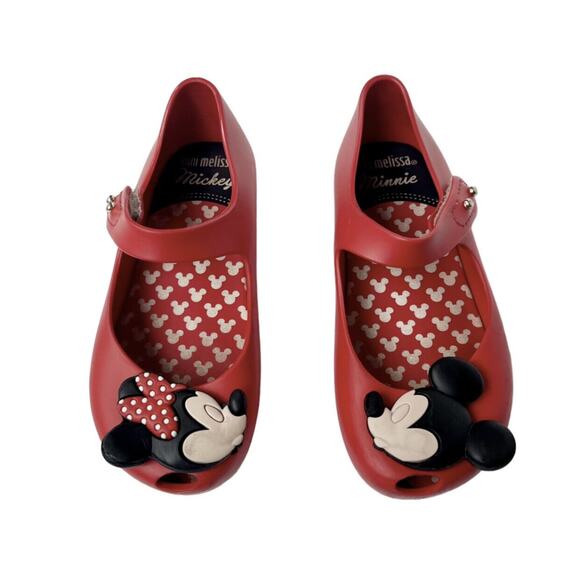 Mini Melissa Mickey + Minnie Ballet Flats Size 10 - Picture 1 of 11